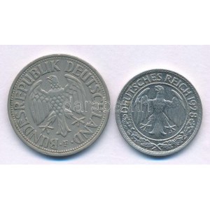 Német Birodalom / Weimari Köztársaság 1928D 50pf Ni + NSZK 1950F 1M Cu-Ni T:XF German Reich ...