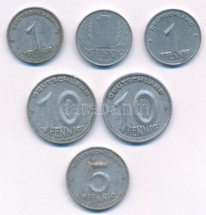 NDK 1949-1965. 1pf Al - 10pf Al (6db, 5xklf) T:VF GDR 1949-1965. 1 Pfenning Al - 10 Pfenning Al (6pcs, 5xdiff) C...