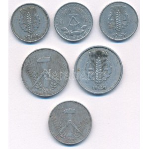 NDK 1949-1965. 1pf Al - 10pf Al (6db, 5xklf) T:VF GDR 1949-1965. 1 Pfenning Al - 10 Pfenning Al (6pcs, 5xdiff) C...