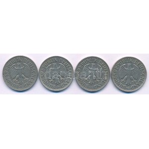 NSZK 1958. 1M Cu-Ni (4xklf verdejel: D, F, G, J) T:XF,VF GFR 1958. 1 Mark Cu-Ni (4xdiff mintmarks: D, F, G, J) C:XF...