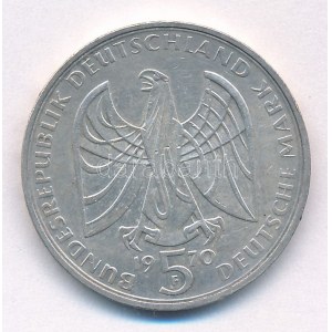 Német Szövetségi Köztársaság 1970F 5M Ag Beethoven T:AU,XF Federal Republic Germany 1970F 5 Mark Ag Beethoven C:AU...