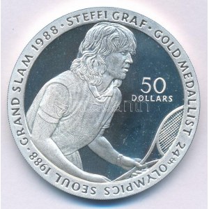 Niue 1989. 50$ Ag  Nyári Olimpia Szöul 1988 - Steffi Graf T:PP ujjlenyomat Niue 1989. 50 Dollars Ag ...