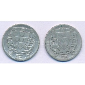 Portugália 1946-1947. 2 1/2Esc Ag (2xklf) T:F Portugal 1946-1947. 2 1/2 Escudos Ag (2xdiff) C:F Krause KM...
