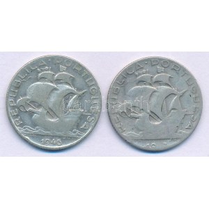 Portugália 1946-1947. 2 1/2Esc Ag (2xklf) T:F Portugal 1946-1947. 2 1/2 Escudos Ag (2xdiff) C:F Krause KM...