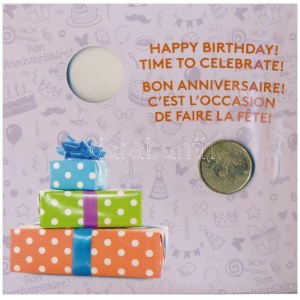 Kanada 2017. 5c-2$ (5xklf) Happy Birthday forgalmi sor dísztokban + 2016. 1$ Lucky Loonie ráragasztva a fóliára C...