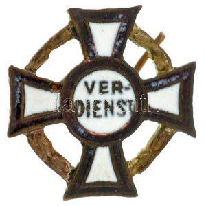 ~1860. Katonai Érdemkereszt III. osztálya hadidíszítménnyel kitüntetés zománcozott bronz miniatűrje (13mm) T...
