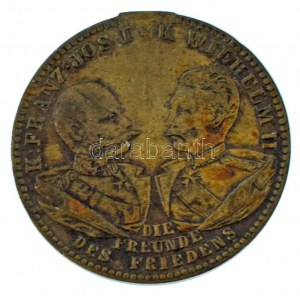 Osztrák-Magyar Monarchia ~1914. Ferenc József - II. Vilmos bronz patrióta emlékérem (22mm) T:VF fülnyom Austo...