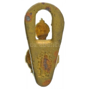 ~1916. Ferenc József-rend lovagkeresztjének aranyozott, zománcozott, bronz gomblyuk jelvénye, hátoldalán ...