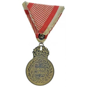 1917. Károly Bronz Katonai Érdemérem a katonai érdemkereszt szalagján aranyozott bronz kitüntetés, BRONZE...