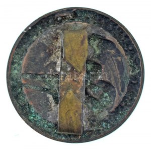 Sződy Szilárd (1878-1939) ~1930-1940. Levente lövész nagyméretű Cu jelvény, hátlapon rögzítőpántokkal (49mm) T...