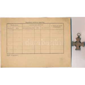 1942. Tűzkereszt II. fokozata bronzozott hadifém kitüntetés mellszalag nélkül, kitöltetlen igazolvánnyal T...