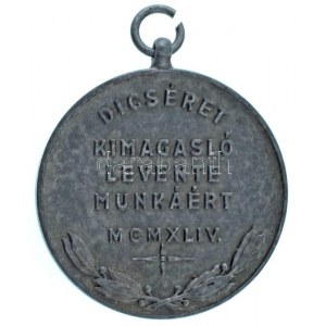 1944. Szebb jövőt / Dicséret kimagasló levente munkáért hadifém kitüntető jelvény mellszalag nélkül (40mm) T...