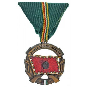 ~1956. A Haza Szolgálatáért Emlékérem III. fokozata zománcozott bronz kitüntetés Rákosi-címerrel, mellszalagon T:AU...