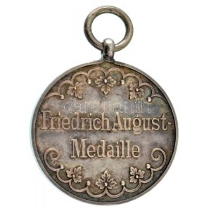 Német Birodalom / Szászország 1905. Frigyes Ágost Medál jelzetlen Ag kitüntetés, szalag nélkül (12,55g/29mm) T...