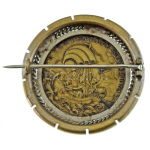 ~1900. Szent György-érem bronz emlékérem keretben, kitűzővé alakítva (38mm) T:XF / ~1900. St. George medal...