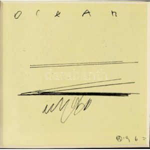 Wahorn András (1953-): Ocean, 1996. Ceruza, papír. Jelzett. 7,5x7,5 cm. Üvegezett fakeretben. / pencil on paper, signed...