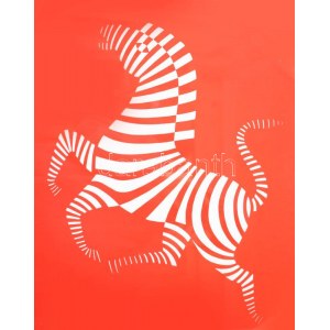 Vasarely, Victor (1908-1997): Zebra. Szitanyomat, papír, jelzett, üvegezett fakeretben, 48,5x38,5 cm / Vasarely...