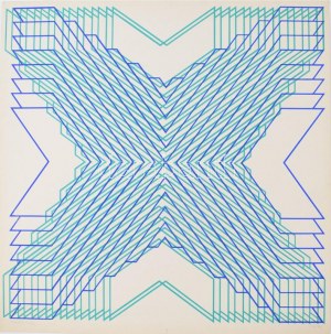 Fajó János (1937-2018): Kereszt I, 1975. Szitanyomat, karton. Jelzett, számozott (0/17), 68,5x68,5 cm. ...
