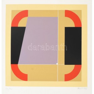Konok Tamás (1930-2020): Geometrikus kompozíció, 1991. Szitanyomat, papír, jelzett, számozott (22/40). 28×28 cm ...