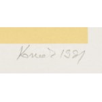 Konok Tamás (1930-2020): Geometrikus kompozíció, 1991. Szitanyomat, papír, jelzett, számozott (22/40). 28×28 cm ...