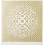 Victor Vasarely (1908-1997): Op-art kompozíció. Szitanyomat, papír. Jelzett, számozott: 14/50. Üvegezett fakeretben...
