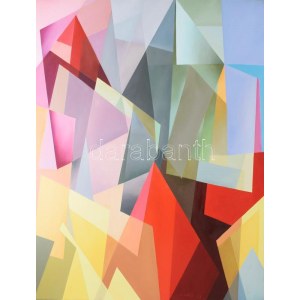 Csóka László (1967-): Bábel. Olaj, vászon, jelezve balra lent. 120x90 cm