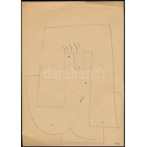 Gyarmathy Tihamér (1915-2005): Absztrakt női akt (cím nélkül), 1949 (?). Tus, papír, jelzett...