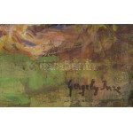 Gergely Imre (1868-1957): Társaság. Olaj, vászon. Jelezve jobbra lent. Dekoratív, kissé sérült fakeretben...