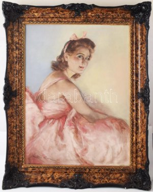 Fried Pál (1893-1955): Balerina. Olaj, vászon, jelzett. Dekoratív, kissé sérült fakeretben...