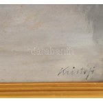 Kristófi János (1925-2014): Téli Nagyvárad, Körös-part (fagyban). Olaj, karton, jjl.: Kristófi. 50x70 cm...