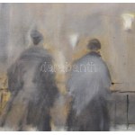 Kristófi János (1925-2014): Téli Nagyvárad, Körös-part (fagyban). Olaj, karton, jjl.: Kristófi. 50x70 cm...