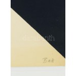 Bak Imre (1939-2022): Geometrikus kompozíció. Szitanyomat, papír. Jelezve jobbra lent. Üvegezett fakeretben. 29,5x29...