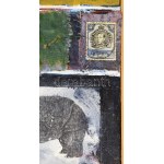 Bowyer Bell, John (1931-2003): Nile source, 1996. Vegyes technika, kollázs, vászon, Jelezve a hátoldalán. 35x28 cm...