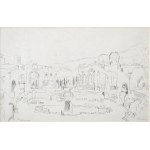 Pekáry István (1905-1981): Taormina, Olaszország, Tus, papír, jelezve jobbra lent, . Üvegezett fakeretben, 20×29...