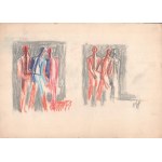 Aczél Ilona (1929-2000), össz. 4 db mű: Alakok, csendélet, zenészek. Tus, filctoll, ceruza, papír. Egyik jelzett...