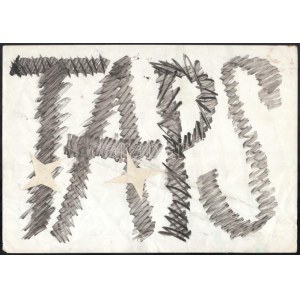 Bada Dada (Bada Tibor, 1963-2006): Taps. Tus, kollázs, papír. Jelzett a hátoldalán. Hajtásnyomokkal. 23x33 cm...