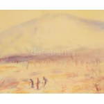 Diósy Antal (1895-1977): Dobogókő, sielők. Akvarell, papír, jjl.: Diósy Antal - Dobogókő. 29x41 cm...