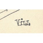 Földes Vilmos (1942-): Szomszédok (karikatúra, cím nélkül). Tus, papír, jelzett. 21,5×15 cm.