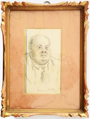 Herman Lipót (1884-1972): Portré. Ceruza, papír, jelezve jobbra lent, üvegezett fakeretben...