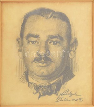 Kövér Gyula (1883-1972): Portré. Boldva, 1920 Ceruza, papír. Jelzett. Üvegezett, dekoratív fakeretben...