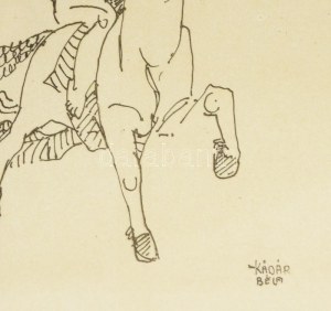 Kádár Béla (1877-1956): Lovasok, cinkográfia, papír, paszpartuban, jelzett a cinkográfián, hagyatéki pecséttel...