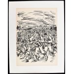 Frans Masereel (1889-1972): Tömeg, fametszet, papír, jelzett a metszeten, paszpartuban, 33,5×23...