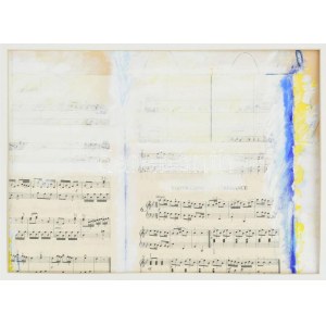 Jean-Pierre Messialle (1946-2006): Kontratanz (cím nélkül). Vegyes technika, papír, jelzés nélkül. Paszpartuban. 30x41...