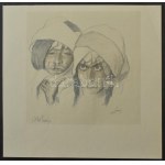 Abel Pann (1883-1963): Bilha és Zilpa. Színes litográfia, papír, jelzett, körbevágva...