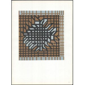 Victor Vasarely (1908-1997): Op-art kompozíció. Ofszet nyomat, papír, 19,5×18 cm