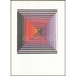 Victor Vasarely (1908-1997): Op-art kompozíció. Ofszet nyomat, papír, 19,5×18 cm