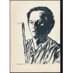 Victor Vasarely (1908-1997): Önarckép. Szitanyomat, papír. Jelzett a nyomaton. 24x18 cm / Victor Vasarely (1908-1997)...