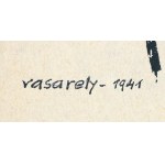 Victor Vasarely (1908-1997): Önarckép. Szitanyomat, papír. Jelzett a nyomaton. 24x18 cm / Victor Vasarely (1908-1997)...