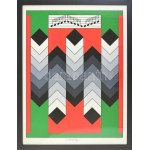 Victor Vasarely (1908-1997): Pentaton dallam. Szitanyomat, papír. Jelzett, sorszámozott 200/28. Üvegezett keretben ...