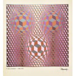 Vasarely Victor (1908-1997): Hatsoeg. Ofszet nyomat, papír. Jelzett a nyomat alatt nyomtatva...